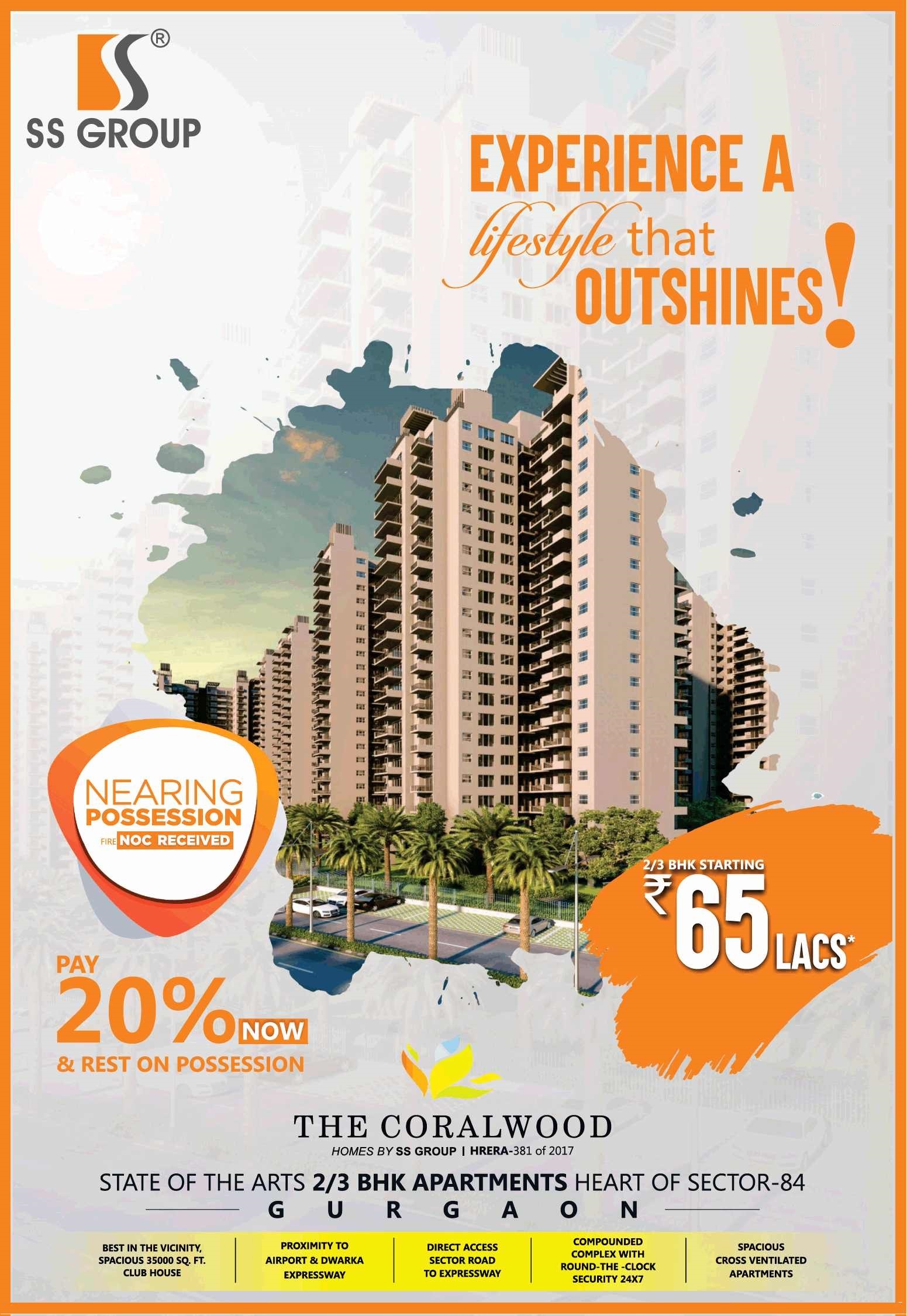 Pay 20% now & rest on possession at SS The Coralwood in Gurgaon Update